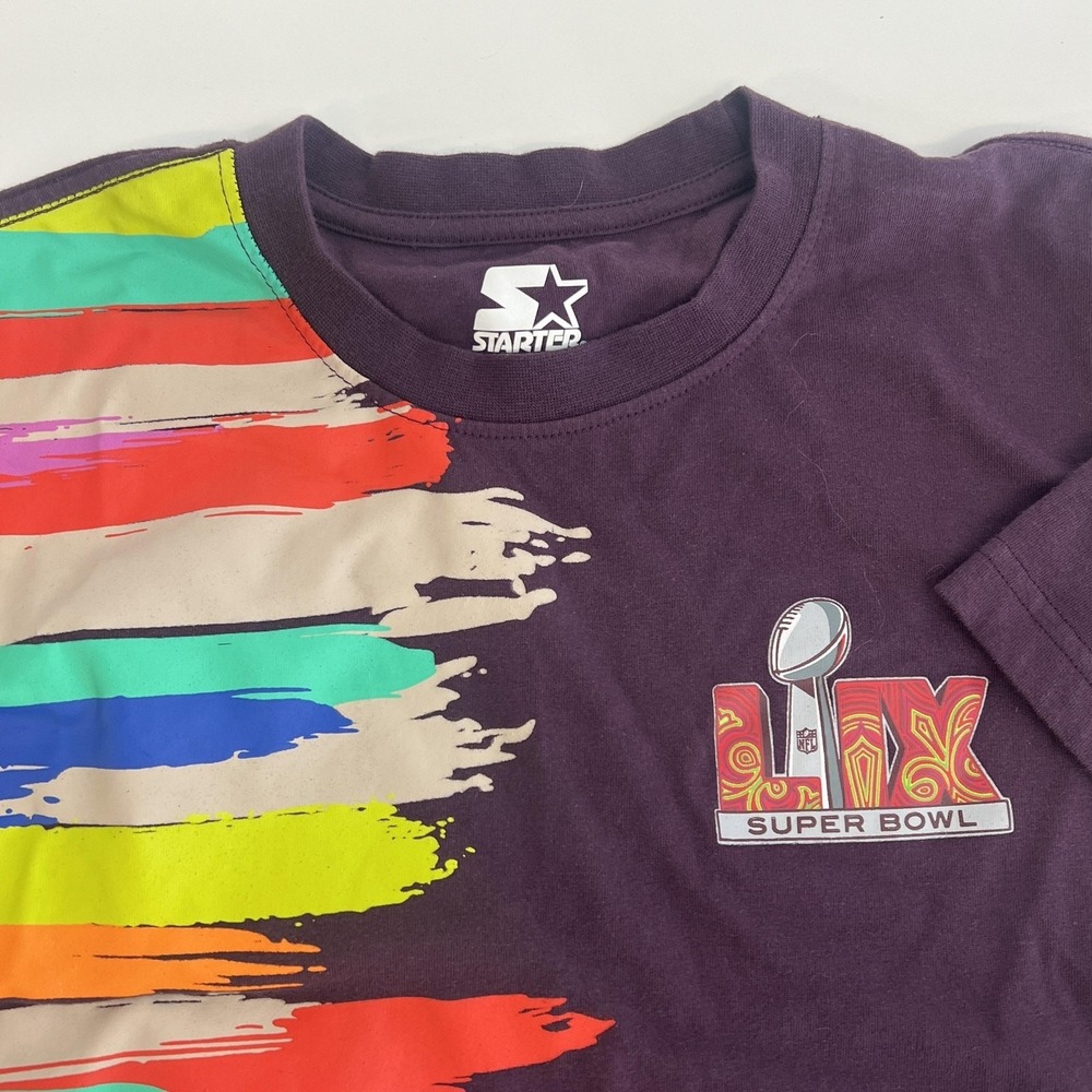 Super Bowl LIX Shirt Mens Medium‎ Purple NFL Football Starter T-Shirt Graphic